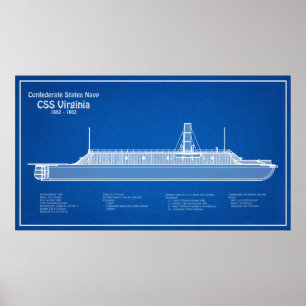 CSS Virginia - Pläne für den Schiffsbau ABD Poster