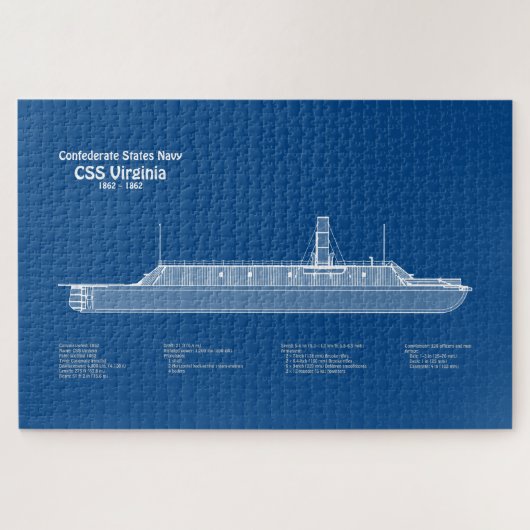 CSS Virginia - Pläne für den Schiffsbau ABD Puzzle (Horizontal)