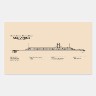 CSS Virginia - Pläne für ein Schiffskonzept - SD Rechteckiger Aufkleber