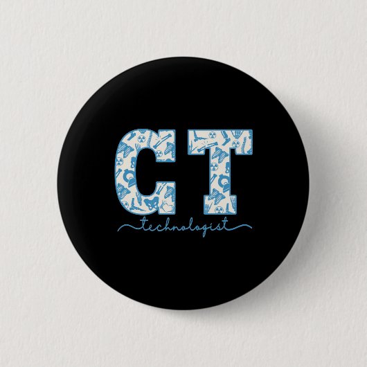 Ct Tech Cat Scan Tech Skelett Radiologie Abteilung Button (Vorderseite)