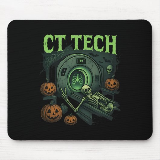 Ct Tech Skeleton Funny Halloween Mi Techniker Ra Mousepad (Vorne)