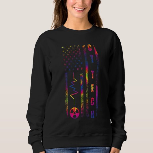 CT Tech US Flag Computed Tomography Tech CT Techno Sweatshirt (Vorderseite)