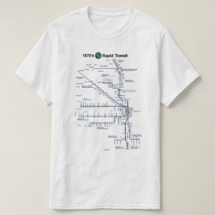 CTA "L" Rapid Transit 1970s Karte Chicago, Illinoi T-Shirt