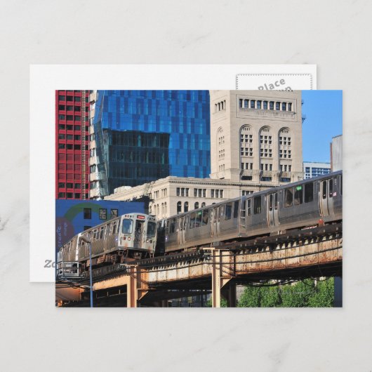 CTA Schnelldurchfahrt Orange Line und Grüne Linie Postkarte (Vorne/Hinten)