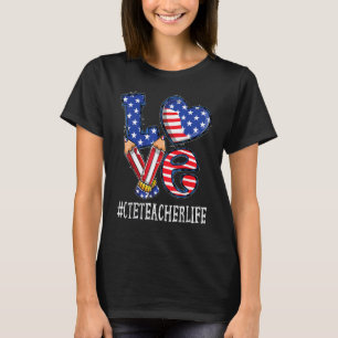 Cte Lehrer Liebe USA-Flagge Feuerwerk Lustig 4. Ju T-Shirt
