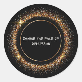 CTFOD für Schwarz und Gold-Glitzer Runder Aufkleber