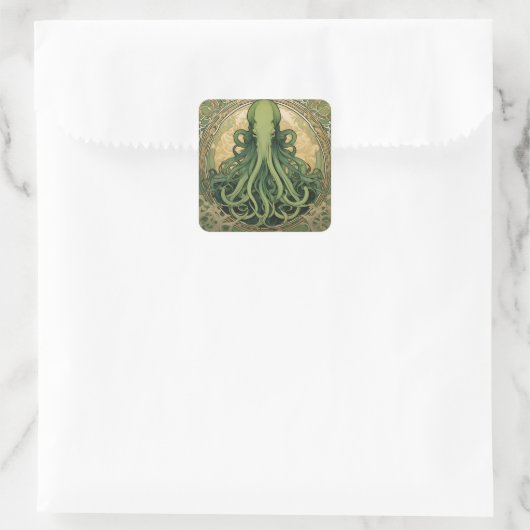 Cthulhu Art Nouveau Quadratischer Aufkleber (Tasche)