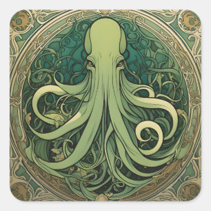 Cthulhu Art Nouveau Quadratischer Aufkleber