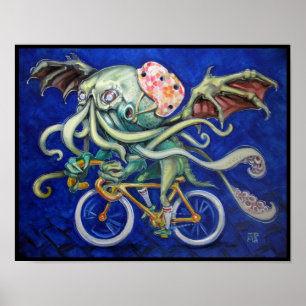 Cthulhu auf dem Fahrrad Poster