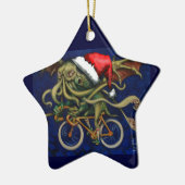 Cthulhu auf einem Fahrrad Keramik Ornament (Links)