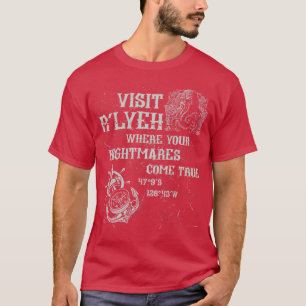 Cthulhu besucht Rlyeh Koordinaten Kosmischer Horro T-Shirt