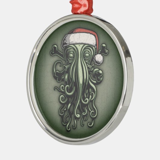 Cthulhu Claus Silbernes Ornament (Links)