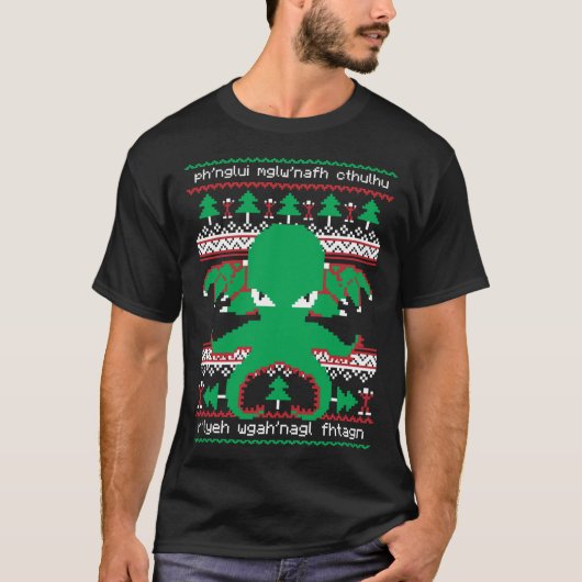 Cthulhu Cultist Christmas Cthulhu Ugly Christmas S T-Shirt (Vorderseite)