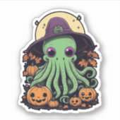 Cthulhu Halloween Madness - Kawaii Lila Hexe Aufkleber (Vorderseite)