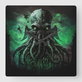 Cthulhu Hanging Wall Clock Quadratische Wanduhr