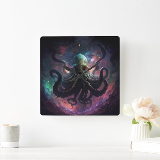 Cthulhu Hanging Wall Clock Quadratische Wanduhr (Zuhause)