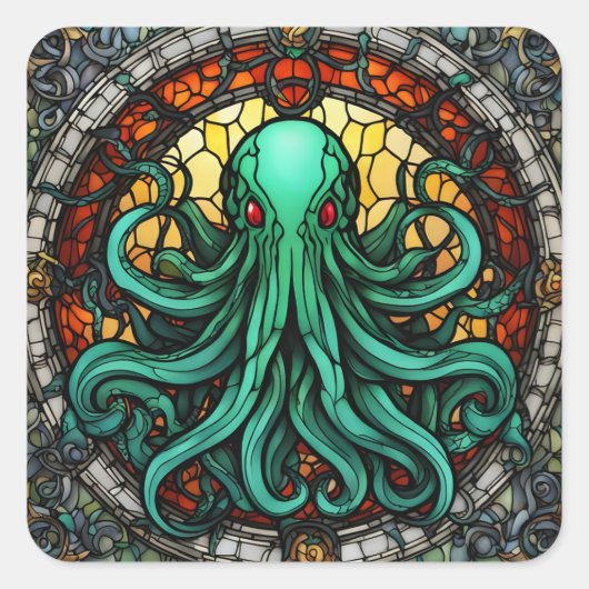 Cthulhu Hartglas Quadratischer Aufkleber (Vorderseite)