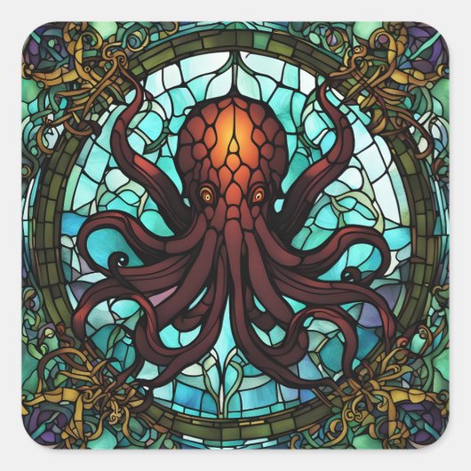 Cthulhu Hartglas Quadratischer Aufkleber (Vorderseite)
