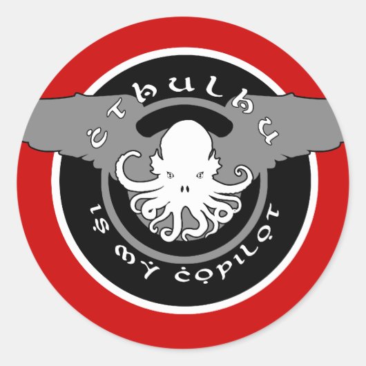 Cthulhu ist mein Copilot Sticker (rot) (Vorderseite)