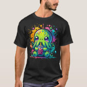 Cthulhu Kawaii Anime Alien Bubble Tea T-Shirt (Vorderseite)