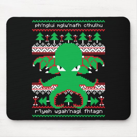Cthulhu-Kultist Weihnachten Cthulhu hässlicher Wei Mousepad (Vorne)