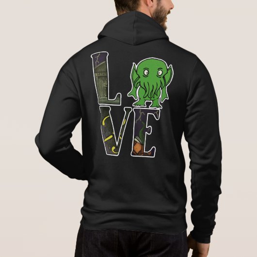 Cthulhu LIEBE Zip Front Hoodie (Rückseite)