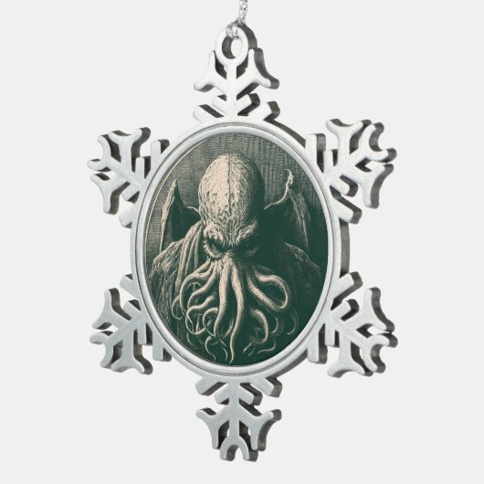 Cthulhu Lovecraft Horror Schneeflocken Zinn-Ornament (Rechts)