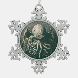 Cthulhu Lovecraft Horror Schneeflocken Zinn-Ornament