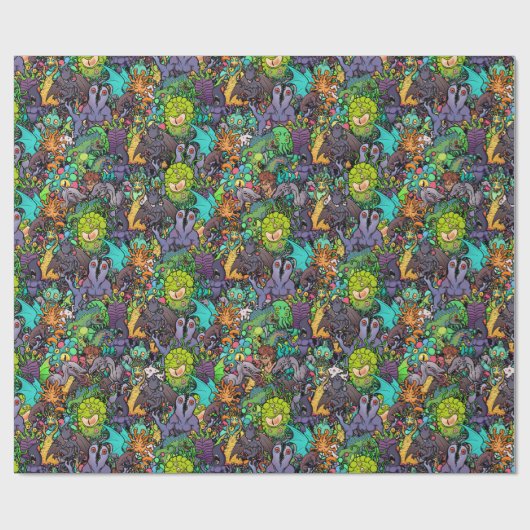 Cthulhu Lovecraft Mythos Chibi Bestiary Geschenkpapier (Flach)