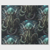 Cthulhu Lovecraft Octopus Beängstigender Horror Geschenkpapier (Flach)