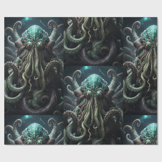 Cthulhu Lovecraft Octopus Beängstigender Horror Geschenkpapier (Flach)