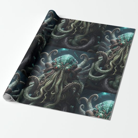 Cthulhu Lovecraft Octopus Beängstigender Horror Geschenkpapier (Ungerollt)
