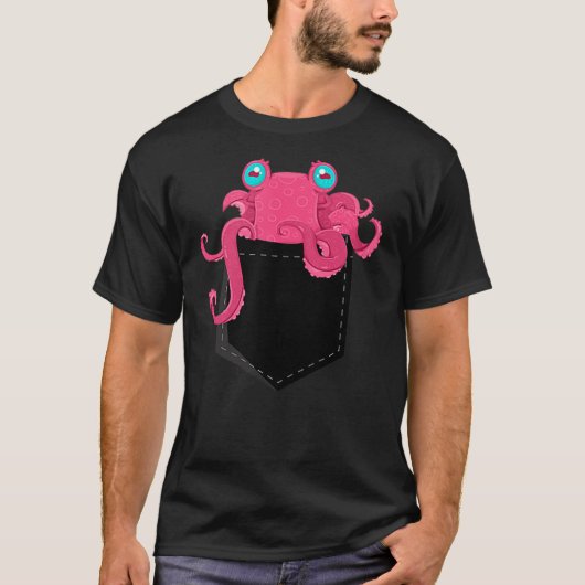 Cthulhu Octopus Pocket Funny Steampunk Kraken T-Shirt (Vorderseite)
