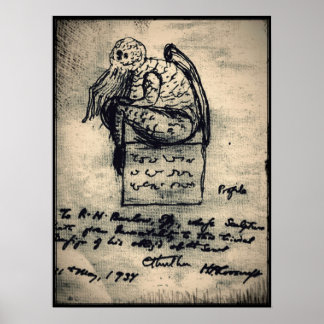 Cthulhu Originalskizze von HP Lovecraft Poster