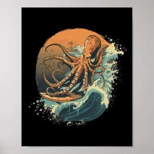 Cthulhu Ozean Meer Tier Oktopus Liebhaber Surfen M Poster