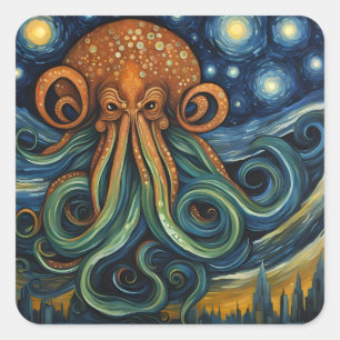 Cthulhu Post-Impressionismus Quadratischer Aufkleber