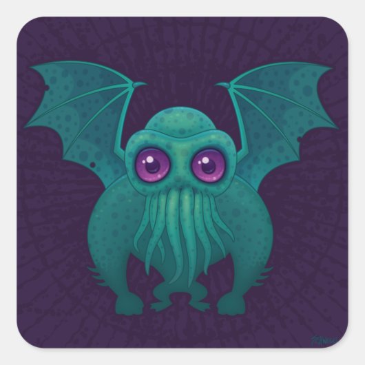 Cthulhu Quadratischer Aufkleber (Vorderseite)