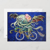 Cthulhu Reiten mit dem Fahrrad Postkarte (Vorne/Hinten)