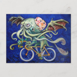 Cthulhu Reiten mit dem Fahrrad Postkarte