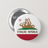 Cthulhu Republik California Flag Lovecraft Button (Vorne & Hinten)