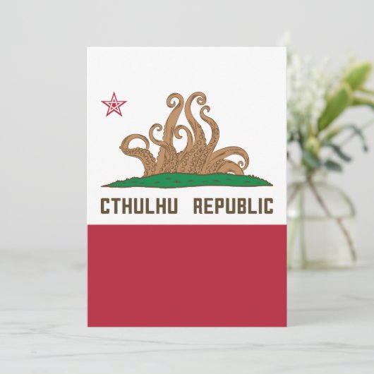 Cthulhu Republik California Flag Lovecraft Einladung (Stehend Vorderseite)