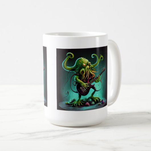 Cthulhu Rock 'n Roll Classic Tasse, 15 oz Kaffeetasse (VorderseiteRechts)