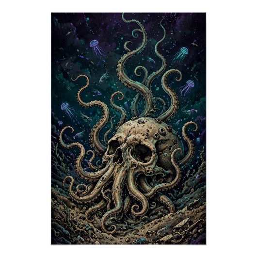 Cthulhu-Schädel — Deep One Rising Poster (Vorderseite)