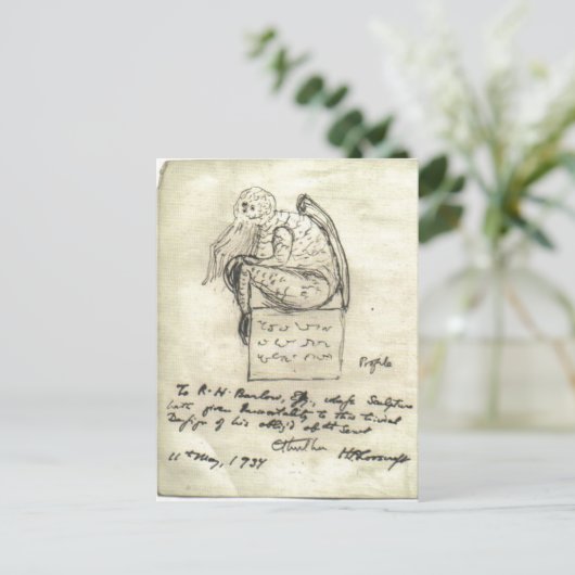 Cthulhu Sketch von Lovecraft Postkarte (Stehend Vorderseite)