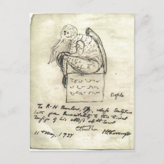 Cthulhu Sketch von Lovecraft Postkarte (Vorderseite)