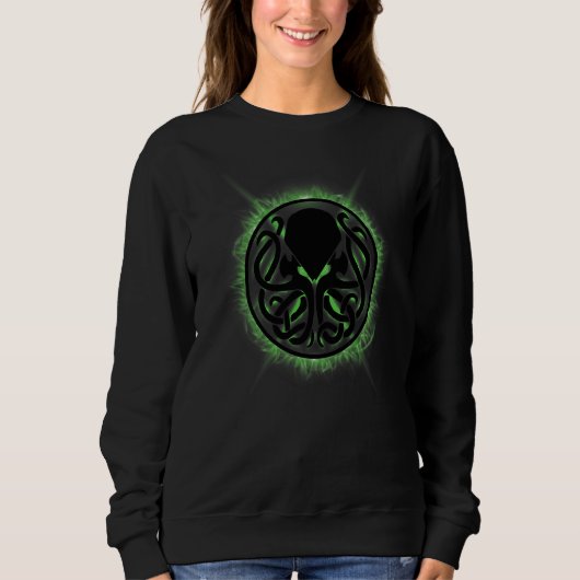 Cthulhu Steampunk Kraken Green Flames Sweatshirt (Vorderseite)