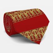 Cthulhu Streifen-Muster-Krawatte (Gold und Rot) Krawatte (Gerollt)