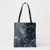 Cthulhu Türkis Tentakel Blumen Monogramm Tasche (Vorderseite)