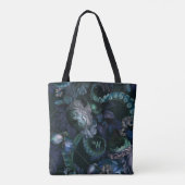 Cthulhu Türkis Tentakel Blumen Monogramm Tasche (Rückseite)