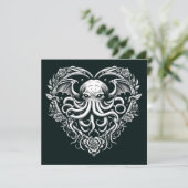 Cthulhu Valentine Lovecraft Horror Herz geformt Karte (Stehend Vorderseite)